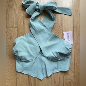 NWT MISSGUIDED cross neck halter corset top
